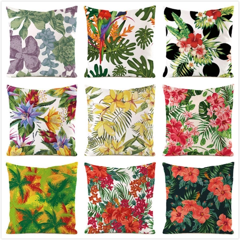Tropical Botanical Floral Parrot Flamingo Satin Decorative Throw Pillow Case Soft Cushion Cover For Sofa Living Room Home Decor