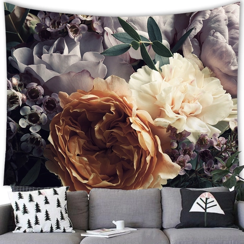 Vintage Floral Wall Tapestry Retro Flower Oil Painting Aesthetic Wall Hanging Polyester Decor For Living Room Bedroom