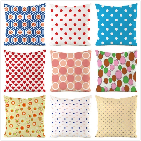 Satin Kissenbezug Geometrisches Muster Polka Dot Herz Dekorative Kissenhülle Für Sofa Wohnzimmer Schlafzimmer Quadratischer Kissenbezug