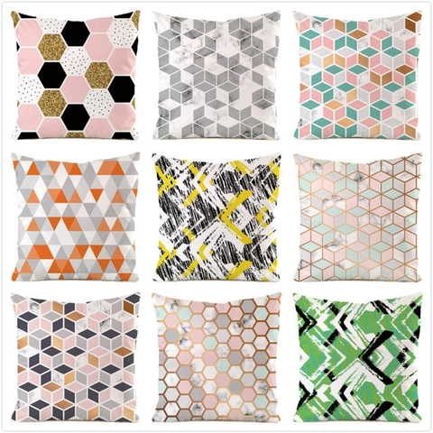 Federa per Cuscino in Satin a Motivo Geometrico Moderno Copricuscino Quadrato Decorativo per Divano Soggiorno 45x45cm
