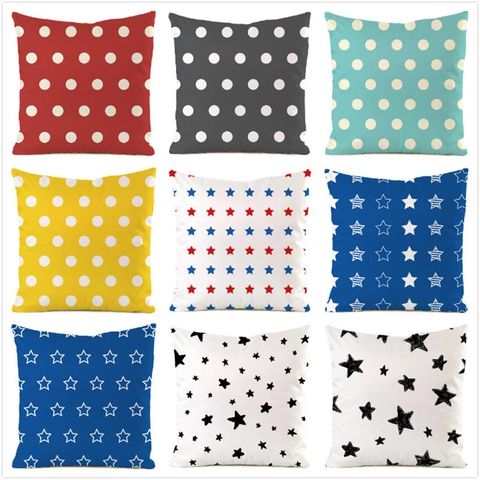 Satin Quadratisch Kissenbezug Mit Verdecktem Reißverschluss Dekoratives Punktmuster Und Sternenmuster Kissenhülle Für Sofa Schlafzimmer
