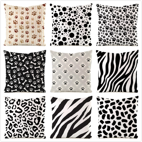 Tierprint Satin Kissenbezug Leopard Zebra Pfote Muster Quadratisch Dekorative Kissenhülle Für Sofa Home Decor