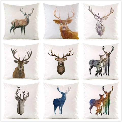 Fodera Per Cuscino Motivo Alce Cervo Imitazione Raso Federa Divano Moderna Decorazione