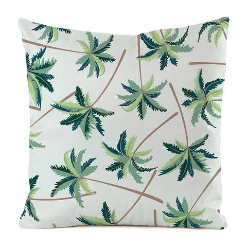 Federa in Raso con Motivo a Palma Tropicale Lussuosa Fodera per Cuscino Quadrata per Divano Soggiorno Decorazione Casa