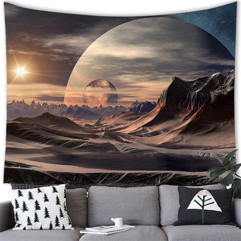 Arazzo Da Parete Sci-Fi Spazio Pianeta Galassia Paesaggio Tessuto Poliestere Per Decorazione Camera Soggiorno