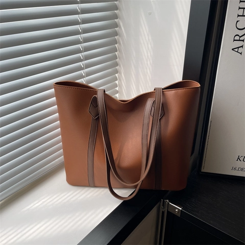 Borsa Tote Da Donna Grande Capacità Pelle PU Borsa A Spalla Minimalista Versatile Borsetta Chiusura Lampo