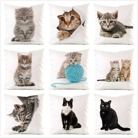 Fodera per Cuscino in Raso con Stampa di Gatti Quadrata Decorativa per Divano Soggiorno Decorazioni Casa Senza Interno