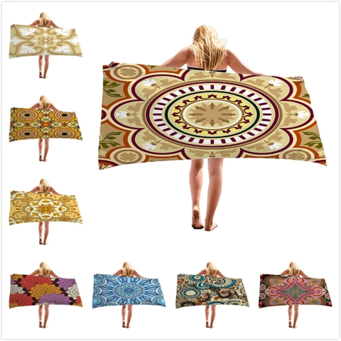 Asciugamano da Spiaggia Mandala in Microfibra Bohemienne Grande Asciugatura Rapida Assorbente per Piscina Nuoto Viaggi All'aperto Donna Uomo