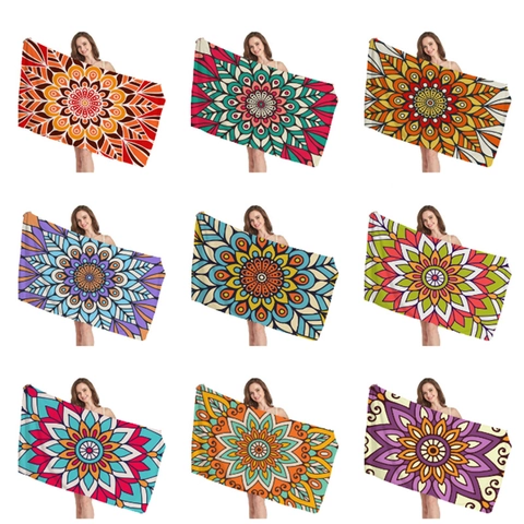 Mandala Microfiber Beach Towel Bohemian Geometric Pattern Bath Towel Quick Dry Highly Absorbent Large Towel For Travel Swim Women