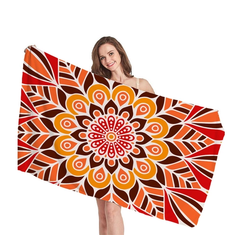 Mandala Microfiber Beach Towel Bohemian Geometric Pattern Bath Towel Quick Dry Highly Absorbent Large Towel For Travel Swim Women