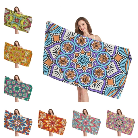 Mandala Pattern Microfiber Beach Towel Absorbent Quick Dry Bohemian Large Bath Towel For Summer Vacation Travel Pool Yoga