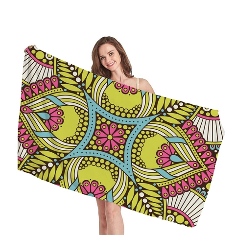 Mandala Pattern Microfiber Beach Towel Absorbent Quick Dry Bohemian Large Bath Towel For Summer Vacation Travel Pool Yoga