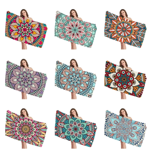 Asciugamano da Spiaggia in Microfibra Mandala Asciugatura Rapida Boho Etnico Grande Telo Mare per Nuoto Vacanza Viaggio Coperta Geometrica
