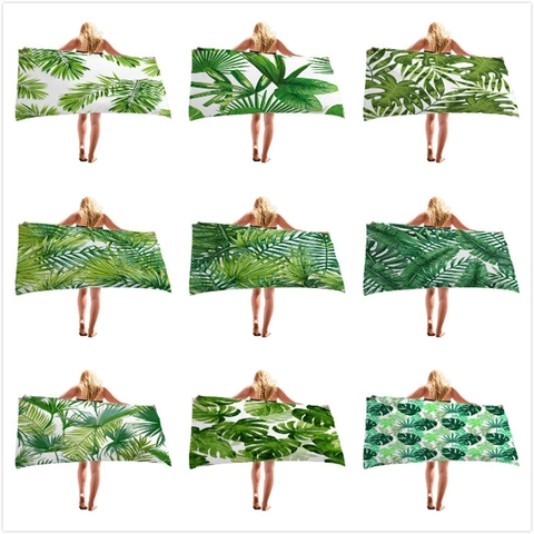 Microfiber Beach Towel Quick Dry Absorbent Lightweight Tropical Green Plant Monstera Palm Leaf Print Vacation Bath Towel