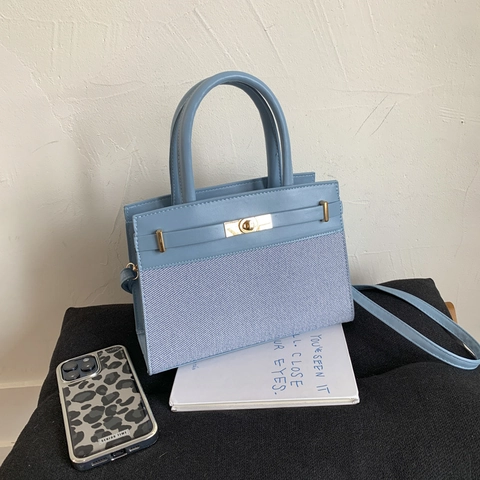 Patchwork Contrast Kleur Dames Handtas PU Stof Metalen Daisyslot Top Handvat Schoudertas Woon-werkverkeer Mode Satchel
