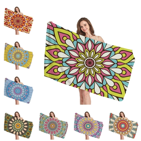 Mandala Böhmisch Mikrofaser Strandtuch Schnelltrocknend Saugfähig Großes Badetuch Für Sommer Urlaub Reise Geometrischer Druck Dusche Decke