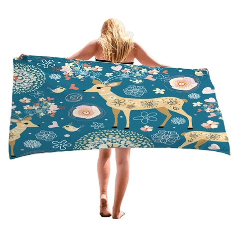 Microfiber Quick Dry Beach Towel Large Absorbent Bath Towel For Swimming Travel Bohemian Mandala Floral Heart Print Sand Free Beach Blanket For Adults