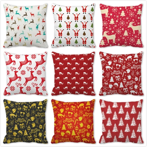 Christmas Series Peach Skin Velvet Decorative Pillowcase Printed Cushion Cover For Sofa Home Decor Merry Christmas New Year