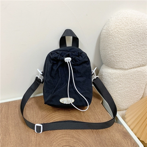 Mochila Mini Casual con Cordón para Mujer Nailon Tela Oxford Bolso de Bandolera para Móvil Bolso de Hombro para Diario Viaje