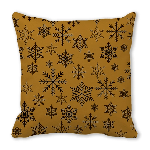 Housse de Coussin en Peau de Pêche de Noël Décorative Taie d'Oreiller Imprimé Renne Flocon de Neige Père Noël Déco Maison