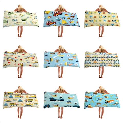 Serviette De Plage En Microfibre Imprimée Dessin Animé Séchage Rapide Absorbante Douce Pour Vacances Été Voyage Piscine