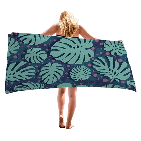 Microfiber Beach Towel Tropical Plant Palm Monstera Leaf Pattern Quick Dry Highly Absorbent Large Bath Towel For Swimming Travel
