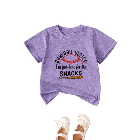 Kids Baseball Sister Grafisch T-Shirt Katoenmix Ronde Hals Korte Mouw Casual Sport Tee Top Voor Meisjes Peuters