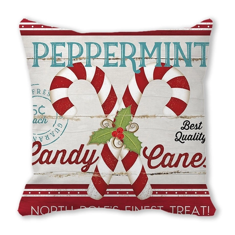 Fundas de Almohada Decorativas de Navidad Estilo Americano Retro Tela Piel Melocotón Cuadrado Funda Cojín Para Sofá Decoración Hogar Invierno