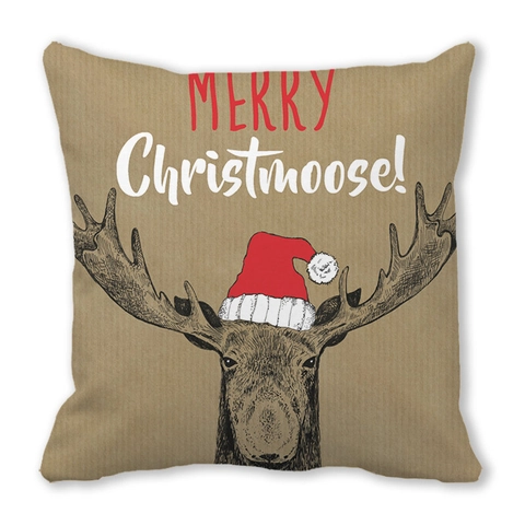 Weihnachten Cartoon Hund Hirsch Pfirsichhaut Kissenbezug Quadratischer Deko Kissenhülle Für Sofa Schlafzimmer Feiertag Heimdeko