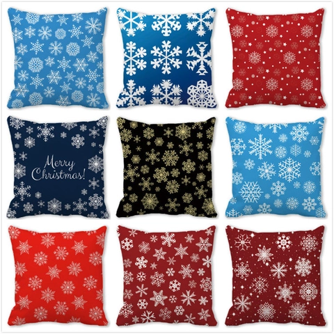 Christmas Snowflakes Stars Decorative Pillow Cover Peach Skin Fabric Square Cushion Case For Home Decor Living Room Office
