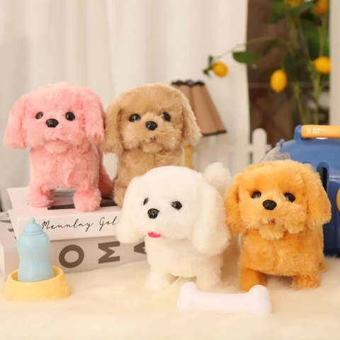 Simulation Electric Plush Dog Toy Walking Barking Wagging Tail Interactive Electronic Pet Puppy For Kids Toddlers Gift
