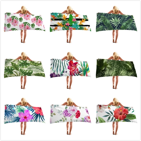 Tropical Microfiber Beach Towel Quick Dry Absorbent Large Bath Towel With Palm Leaves Flamingo For Swimming Vacation