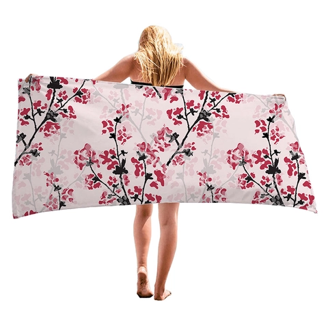 Microfiber Beach Towel Quick Dry Absorbent Large Bath Towel Floral Plant Print For Swimming Pool Vacation Yoga Gym Shower