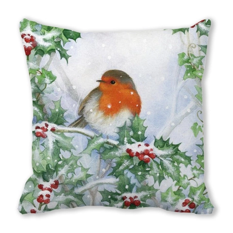 Weihnachten Cardinal Vogel Blumen Kopfkissenbezug Pfirsichhaut-Samt Winter Deko Kissenbezug Für Sofa Wohnzimmer Ohne Füllung