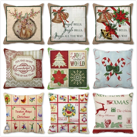 Kerst Kussenhoes Perzikhuid Stof Rendier Sneeuwman Print Decoratieve Kussensloop Voor Sofa Home Decor Eenvoudig Vierkant