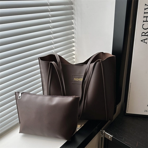 Damen Große Kapazität PU Leder Tote Bag Mode Buchstaben Tag Einfache Umhängetasche Mit Innentasche Täglich Pendler Handtasche