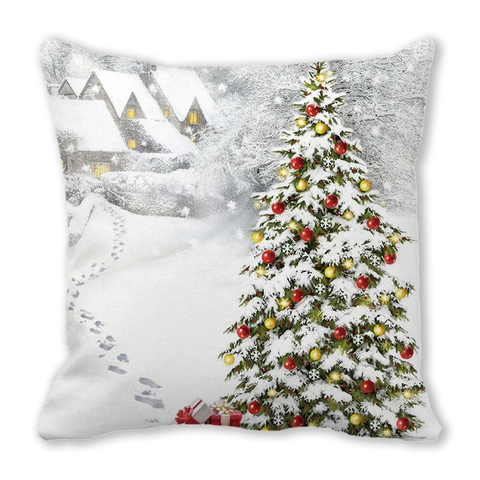 Christmas Throw Pillow Cover Peach Skin Fabric Festive Santa Snowman Decorative Cushion Case For Sofa Home Living Room Decor