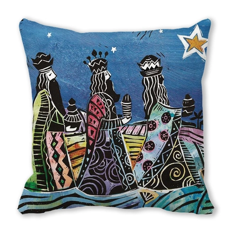 Housse de Coussin Religieuse de Noël en Peau de Pêche Motif Nativité Ange Marie Housse de Coussin Décorative Maison
