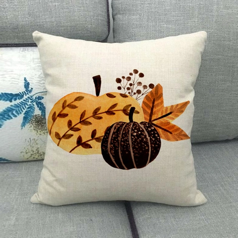 Autumn Pumpkin Linen Throw Pillow Case Decorative Cushion Cover For Thanksgiving Harvest Fall Home Decor Sofa Office