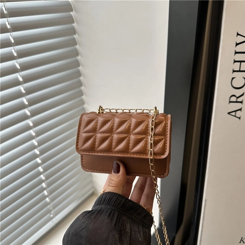 Fashion Women Mini Rhombic Quilted Crossbody Bag PU Leather Minimalist Chain Small Square Shoulder Bag Party Purse Pouch