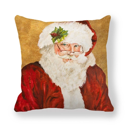 Fodera per Cuscino Decorativo Natalizio Vintage Babbo Natale Pupazzo di Neve in Velluto Pelle di Pesca per Divano Casa Decor