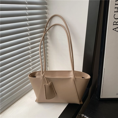 Borsa Tote da Donna in Pelle PU Minimalista Grande Capacità Borsa a Spalla Sottobraccio Borsa a Mano Pendolarismo Con Cuciture