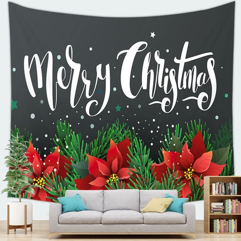 Christmas Tapestry Wall Hanging Polyester Festive Decor For Home Living Room Bedroom Santa Claus Snowman Tree Decorative Cloth