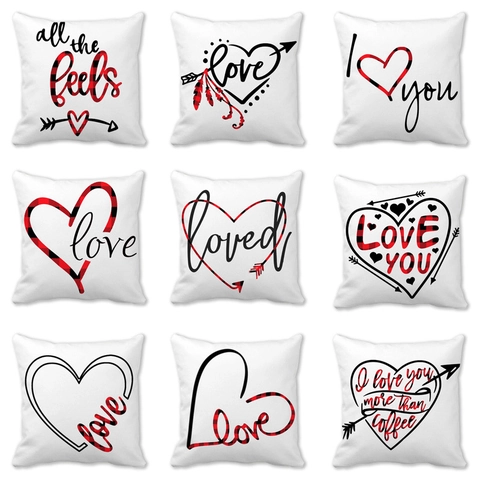 Valentinstag Herz Liebe Kissenbezug Büffel-Karo Dekorativer Kissenhülle Für Sofa Schlafzimmer Zuhause Deko Romantisches Geschenk