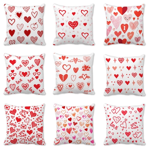 Federa per Cuscino con Cuore Rosso di San Valentino Morbido Tessuto Pelle di Pesca Motivo Amore Copricuscino Decorativo per Divano Camera da Letto