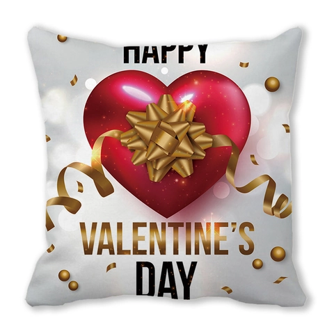 Valentine's Day Heart Pattern Peach Skin Cushion Cover Romantic Rose Flower Letter Print Decorative Throw Pillow Case For Sofa Home Decor