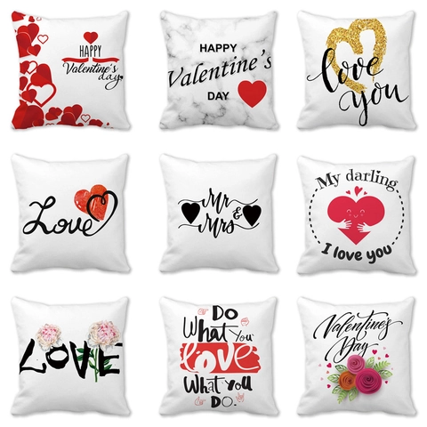 Glücklicher Valentinstag Herz Liebe Pfirsichhaut Polyester Kissenbezug Dekorativer Quadratischer Kissenbezug Für Zuhause Schlafzimmer Sofa Dekoration