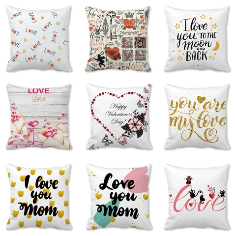 Valentine's Day Mother's Day Decorative Cushion Cover Peach Skin Velvet Square Throw Pillowcase For Sofa Home Bedding Gift