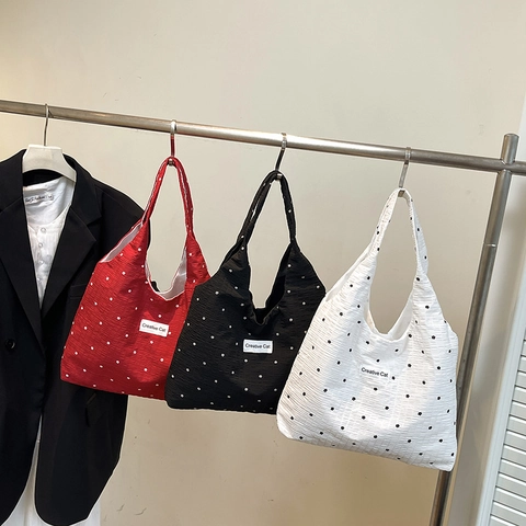 Women Large Capacity Floral Canvas Tote Bag Textured Bubble Fabric Shoulder Bag Artistic Casual Commuting Shopping Bag