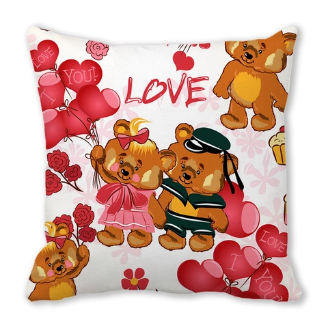 Valentine's Day Peach Skin Pillow Cover Heart Love Cartoon Bird Owl Cushion Case For Home Decor Wedding Party Gift